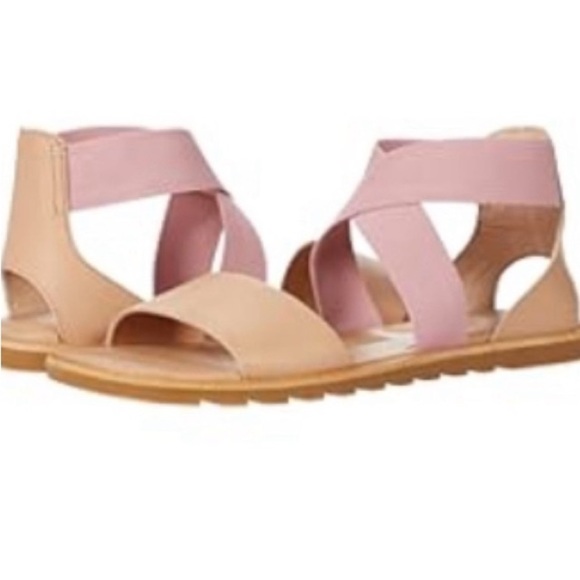 Sorel Shoes - Sorel Pink and Tan Women’s Cross-Strap Sandals